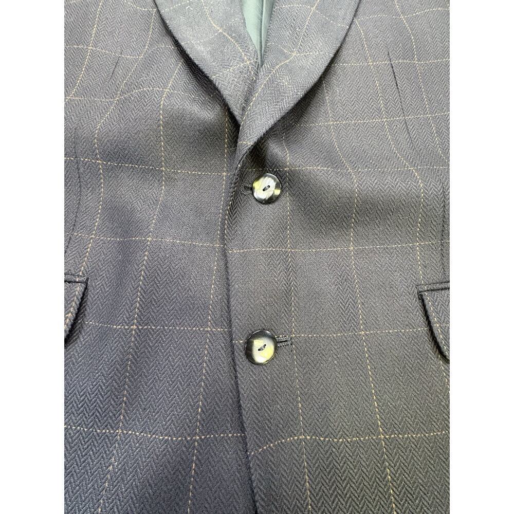 Bachrach Men’s Silk Black Blazer 42L Herringbone Weave Windowpane Check Pattern - Picture 6 of 10